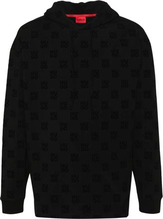 HUGO BOSS Hugo Mens Flock Print Logo Hoodie, Black