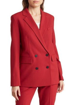 Theory Piazza Double Breasted Wool Blend Jacket in Crimson Melange at Nordstrom Rack, Size 4