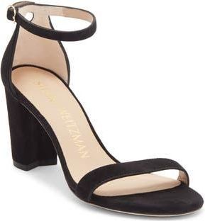 Stuart Weitzman NearlyNude Ankle Strap Sandal in True Black at Nordstrom Rack, Size 11.5