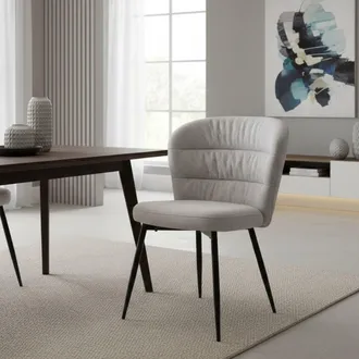 Dmora Set Di 2 Sedie Leo, Seduta Indoor, Sedia Imbottita, Poltrona Multiuso, 58x61 H85 Cm, Nero E Grigio - Dmora