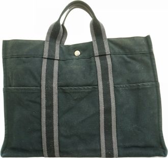 Herm&egrave;s Black Canvas Tote Bag (Pre-Owned)