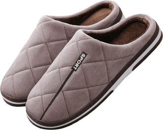 Generic Fall and Winter Mens Cotton Slippers Extra Large Size Plus Size Home Cotton Shoes for Warmth and Platform Soles(Coffee 02,42-43)