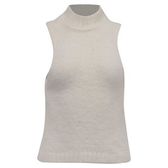 LPA Mock Neck Sleeveless Top in White Nylon