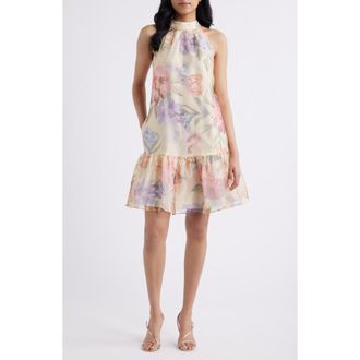 Vince Camuto Sleeveless Ruffle Hem Organza Dress in Yellow at Nordstrom, Size 10