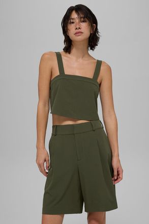 Alo | Cropped Dreamscape Tank Top in Green Olive, Size: Medium