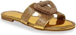 Chase + Chloe by Intouch Footwear Rhinestone Embellished Slide Sandal in Gold Metallic at Nordstrom Rack, Size 5.5