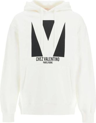 Valentino Garavani Hoodies, male, Beige, Size: XL Cotton Oversized Hoodie with Graphic Logo
