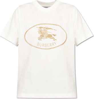 Burberry Tops, Dames, Beige, S, Katoen, T-shirt met logo