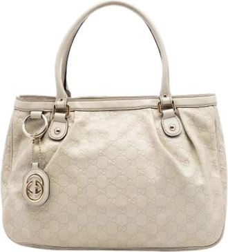 Gucci Pre-owned Tote Bag - Dames - Vintage Handtas - Beige - ONE Size - Leer - Vintage