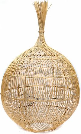 Bazar Bizar L&aacute;mpara de pie de rat&aacute;n en marr&oacute;n 50x50x80 cm