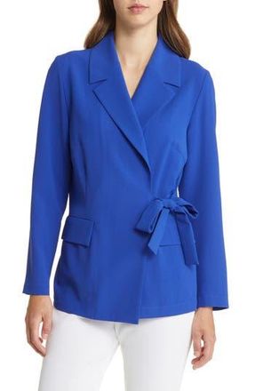 Misook Side Tie Blazer in Satin Sky at Nordstrom Rack, Size Large