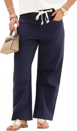 Le Lis Blanc Deux Nautical High Waisted Fit Pants In Navy