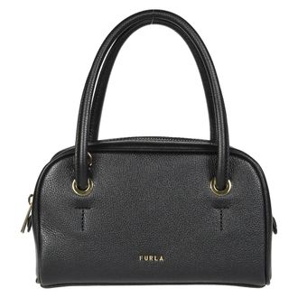 Furla Poppy Mini Dome - Dames - Handtassen - Zwart - ONE Size - Leer - Tassen