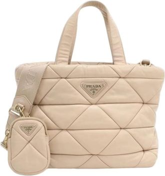 Prada Pre-owned Vintage Tote Bag - Dames - Vintage Shopper - Beige - ONE Size - Leer - Vintage