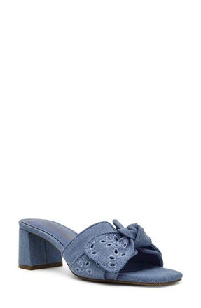 Anne Klein Kizmet Bow Slide Sandal in Denim at Nordstrom, Size 5.5
