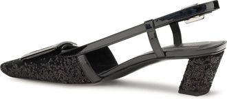 Roger Vivier Womens Slingback Pumps Belle Vivier Black Leather Calf Sandal