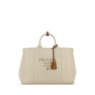 Prada Sand Canvas Extra Large Prada Jardiniere Shopping Bag