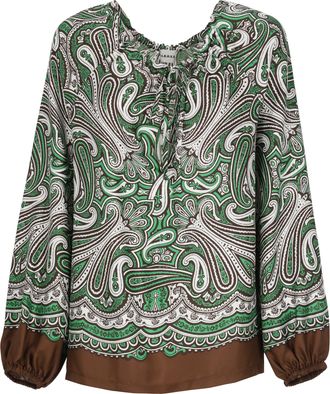 P.A.R.O.S.H. Green Skindy Paisley Silk Blouse