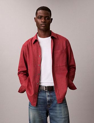 Calvin Klein Camisa con botones easy de franela moteada