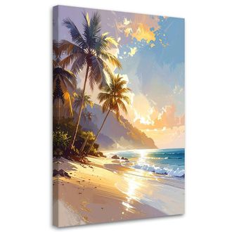 Feeby Impresi&oacute;n De Imagen, Paisaje De Playa Tropical En Tonos Pastel Palmeras Estilo Boho, 70x100