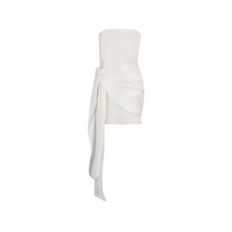 DAVID KOMA Party Dresses, female, White, S, Front Tie Detail Strapless Mini Dress
