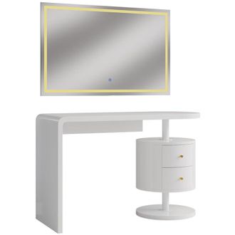 Vicco Tocador Lara, Blanco, 120 Cm Con Espejo Led Vicco