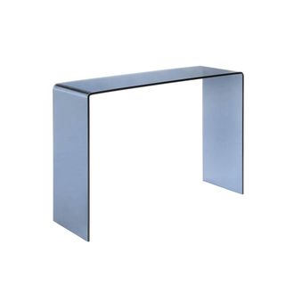 Sweeek Consola rectangular de cristal templado, 110cm, azul gris