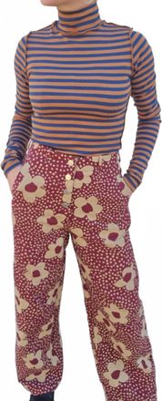 Merci Floral Pant In Burgundy