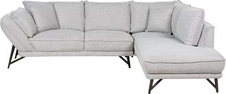 Beliani Beliani - Modern Left Hand Corner Upholstered Sofa Couch Scatter Back Linen Fabric Metal Legs 2 Toss Pillows Light Grey Elga