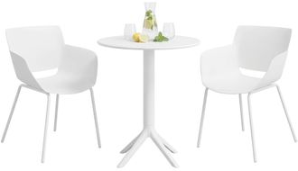 Clp Set De Muebles De Jard&iacute;n Siora Con 2 Sillas Para Balc&oacute;n Y Terraza Blanco