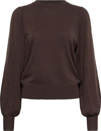 Kaffe Gebreide trui met ronde hals - Dames - Truien - Bruin - Maat: XS