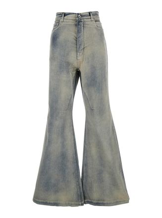 Rick Owens Bolan Light Blue Jeans With Wide-Flared Leg And Faded Effect In Denim Man