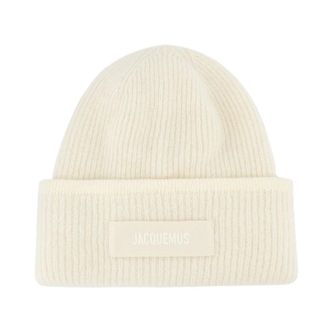 Jacquemus The Gros Grain Beanie - Dames - Hoeden - Wit - ONE Size - Katoen - Accessoires