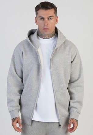Siksilk Mens Grey Marl Graphic Full Zip Hoodie XXL