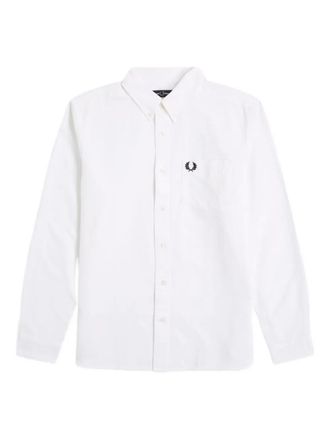 Fred Perry logo-embroidered button-down shirt - White