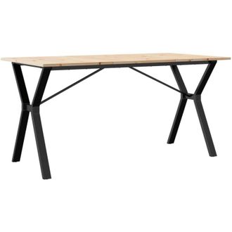 vidaXL Mesa De Comedor Marco Y Madera Maciza Pino Y Acero 140x80x75cm Vidaxl