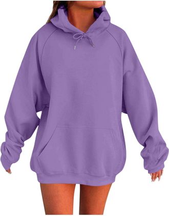 Generic Hoodies for Women Uk Casual Fashion Long Sleeve Loose Fit Pullover Sweatshirt Plain Comfort Sport Fall Winter Travel Sweatshirts oversized hoodie wome