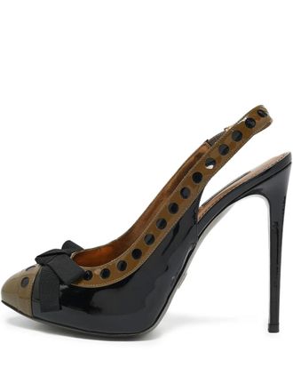 Dolce & Gabbana pre-owned 110mm patent-leather bow-detail pumps - women - Patent Calf Leather/Calf Leather/Calf Leather - 40 - Grey