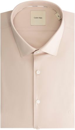 Calvin Klein POPLIN STRETCH SLIM SHIRT mit Kentkragen, Logoprint auf Brusth&ouml;he