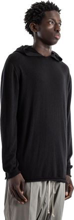 Rick Owens Mens Oversize Black Wool Hoodie Sweater