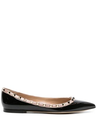 Valentino Garavani Rockstud leren ballerinas - Zwart