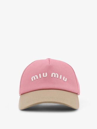 Miu Miu Cappello in cotone con logo lettering ricamato - MIU MIU - gender_Woman