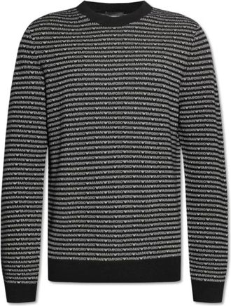 Emporio Armani 3D1Mx 11Mmizf 053 Gebreide Truien Zwart - Heren - Ronde hals truien - Zwart - 2XL - Truien & Vesten
