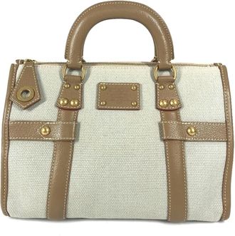 Louis Vuitton Beige Leather Canvas Handbag Tote Bag (Pre-Owned)