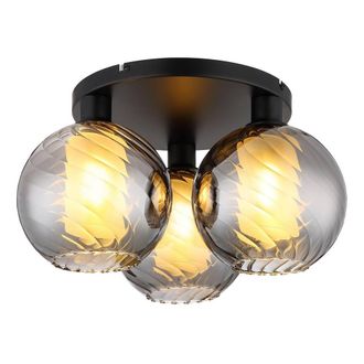 Netlighting Ulf Shade Cluster Ceiling Light Black Ball Smoke Glass Shade 3x E27