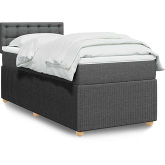 vidaXL Cama Box Spring Con Colch&oacute;n Tela Gris Oscuro 90x200 Cm Vidaxl