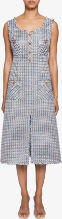 Santorelli FANNY Sleeveless Midi Sheath Dress in Luxury Tweed with Lurex in Ocean Mist at Nordstrom, Size 40