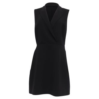 Theory Wrap-Effect Mini Dress in Black Triacetate