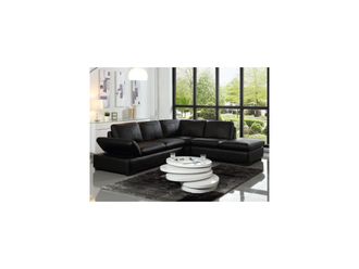 Vente-Unique Sof&aacute; rinconera de piel ONYX II - Negro - &Aacute;ngulo derecho