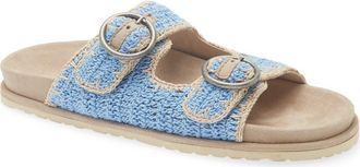 Laidbacklondon Clay Crochet Buckle Strap Slide Sandal in Sky Blue/natural at Nordstrom, Size 41